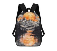 sinyumoney Sunset Mountain Lake Kids School Backpack School Bag 3D Printed School Bag for Boys Elementary And Middle School Students 17inch
