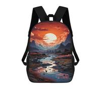 sinyumoney Sunset Mountain Stream Landscape Backpack School Bag Lightweight Casual Daypack School Backpacks for School/Work/Travel 17inch
