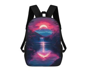 sinyumoney Sunset Mountain Waterfall Mount Fuji Japanese Backpack School Fashion Stationery Backpack Waterproof Casual Daypacks for Men, Women & Teenage Boys 17inch