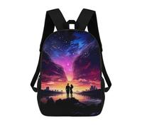 sinyumoney Sunset Nebula Lovers Backpacks Kids School Backpack Fashion School Bag 3D Printed School Bag for Boys Elementary And Middle School Students 17inch