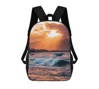 sinyumoney Sunset Ocean Waves Backpack School Water Resistant Computer Rucksack for Men/Women 17inch