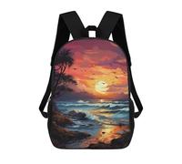 sinyumoney Sunset Ocean Waves Backpacks Kids 17inch School Backpack School Bag 3D Printed School Bag for Boys Elementary And Middle School Students