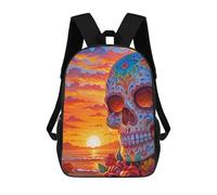 sinyumoney Sunset of The Dead Skull Backpack School Bag Rucksack for Girls Boys Backpacks Large Capacity Kids Back Pack Lightweight School Bags for Children Students 17inch