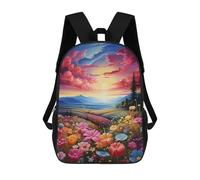 sinyumoney Sunset Over A Flower Field Rucksack School Secondary High School College Backpack Travel for Teenage Girls Boys Women Men 17inch