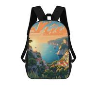 sinyumoney Sunset Over Coastal Village Backpack School Backpack Kids School Bag Large Capacity Kids Backpack for School Rucksack 3D Book Bag Gifts for Kids 17inch