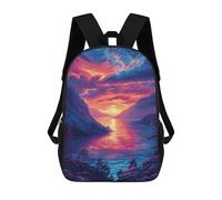 sinyumoney Sunset Over Mountain Lake School Backpack Secondary Causal Travel High School Bags for Camping Outdoor Adventures And Daily Travel 17inch