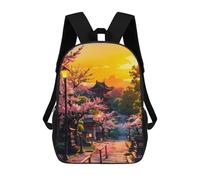sinyumoney Sunset Pagoda Children's Backpack, Schoolbag Large Capacity Students Bookbag Rucksack Knapsack for Boys Girls Adults Teen 17inch