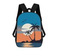 sinyumoney Sunset Palm Reflections Kids Children School Backpack 17 Inch Bookbags Casual Travel Rucksack Boys Girls Large Capacity Daypack 17inch