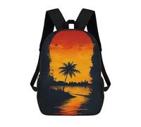 sinyumoney Sunset Palm Silhouette Backpack Kids School Backpack School Bag 3D Printed Fashion School Bag for Boys Elementary And Middle School Student 17inch