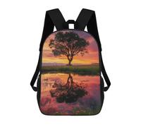 sinyumoney Sunset Reflections 3D Printed 17inch Kids School Backpack School Bag Fashion Rucksacks for Boys Elementary And Middle School Students