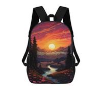 sinyumoney Sunset River Landscape -1 School Backpack Secondary Causal Travel High School Bags for Camping Outdoor Adventures And Daily Travel 17inch
