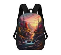 sinyumoney Sunset River Landscape Backpack 3D Print Kids Bag Elementary Students Daypack Lightweight School Bag for Children Girls Boys Nursery Lunch Pack 17inch