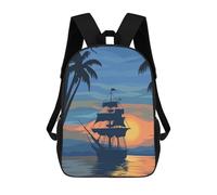 sinyumoney Sunset Sailboat 3D Printed Kids Backpacks Boys Fashion School Bag Travel Backpacks School Bags for Boys Elementary School Students 17inch