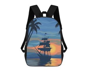 sinyumoney Sunset Sailboat Backpacks Kids Student Schoolbag,3D Printed Backpacks,Elementary And Middle School Students Backpacks for Boys Girls 17inch