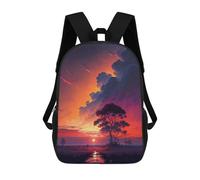 sinyumoney Sunset Serenity Landscape Rucksacks 3D Printed Children Backpacks Fashion Casual Daypack Cute Travel Bags Outdoor Casual Daypack for Boy And Girl 17inch
