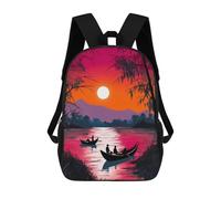 sinyumoney Sunset Serenity on The River Backpacks 3D Printed Kids School Backpack School Bag Fashion Rucksacks for Boys Elementary And Middle School Students 17inch