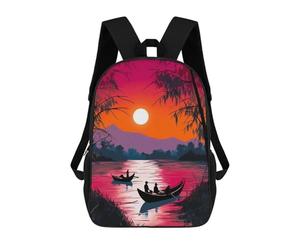 sinyumoney Sunset Serenity on The River Kids Children School Backpack Bookbags Casual Travel Rucksack Boys Girls Large Capacity Daypack 17inch