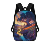 sinyumoney Sunset Serenity River And Tree 3D Printed School Bag Children's School Backpack Schoolbags Travel Backpacks Casual Fashion Bag for Kids School Students 17inch