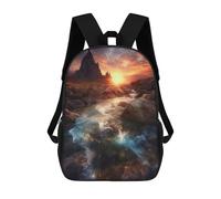 sinyumoney Sunset Stream in Mountains Backpacks, Kids Backpack Student School Bag 3D Printed Travel Backpacks Fashion Accessory Backpack Children Waterproof School Bags 17inch