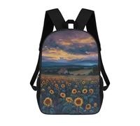 sinyumoney Sunset Sunflower Field Backpack School Bag Large Water Resistant Laptop Backpack for School/Work/Travel 17inch