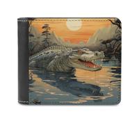 sinyumoney Sunset Swamp Serpent 3D Print Clutch Purse Card Slots ID Banknote Compartments Soft Convenient Leather Men's Wallet 11.7cm*9.5cm