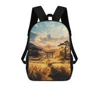 sinyumoney Sunset Torii Meadow Backpack School Lightweight Casual Daypack School Backpacks for Men, Women & Teenage Boys 17inch