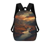 sinyumoney Sunset Valley Glow 3D Printed 17inch Kids School Backpack School Bag Fashion Rucksacks for Boys Elementary And Middle School Students