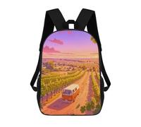 sinyumoney Sunset Vineyard Van School Bag 3D Printed 17inch Backpacks Fashion Kids School Backpack Rucksacks for Boys Elementary And Middle School Students