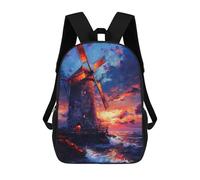 sinyumoney Sunset Windmill Backpack School Bag Lightweight Airport College Students Back Pack for Men, Women & Teenage Boys 17inch