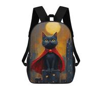 sinyumoney Super Cat in Cityscape Painting Backpacks Kids School Backpack School Bag 3D Printed School Bag for Boys Elementary And Middle School Students 17inch