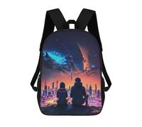 sinyumoney Super Night Space City Children's 17 Inch School Backpack 3D Printed Cool Knapsack for Kids Travel Rucksacks Book Bags Kids School Bag