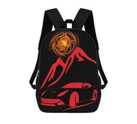 sinyumoney Super Red Car Rucksacks 3D Printed Children Backpacks Fashion Casual Daypack Cute Travel Bags Outdoor Casual Daypack for Boy And Girl 17inch