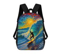 sinyumoney Surfer in Sunset Wave Starry Night Children's Backpacks School Backpack 3D Printed Backpack for Kids Travel Rucksacks Book Bags Kids School Bag 17inch
