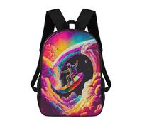 sinyumoney Surfing The Cosmic Rainbow 3D Printed School Bag Children's School Backpack Schoolbags Travel Backpacks Casual Fashion Bag for Kids School Students 17inch