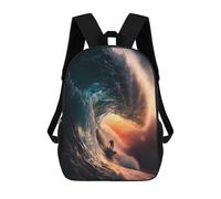 sinyumoney Surfing The Waves Backpacks Kids School Backpack School Bag 3D Printed School Bag for Boys Elementary And Middle School Students 17inch
