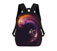 sinyumoney Surfing Through Cosmic Waves 3D Printed Children's School Backpack for Kids High Capacity Travel Rucksacks 17 Inch Book Bags Kids