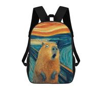 sinyumoney Surprised Capybara Painting Kids School Backpack 3D Printed Backpacks Fashion School Bag Rucksacks for Boys Elementary And Middle School Students 17inch