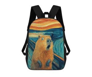 sinyumoney Surprised Capybara Painting Kids School Backpack 3D Printed Backpacks Fashion School Bag Rucksacks for Boys Elementary And Middle School Students 17inch