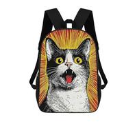 sinyumoney Surprised Cat Pop Art Illustration Backpack School Bag Large School Backpack for Boys - Perfect for Travel, Work And Daily Use 17inch