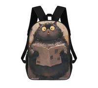 sinyumoney Surprised Cat Reading Newspaper 3D Printed 17inch Kids School Backpack School Bag Fashion Rucksacks for Boys Elementary And Middle School Students