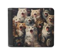 sinyumoney Surprised Cats Compilation -1 3D Print Clutch Purse Card Slots ID Banknote Compartments Soft Convenient Leather Men's Wallet 11.7cm*9.5cm