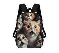 sinyumoney Surprised Cats Compilation-1 School Bag Backpack Teen Schoolbag 3D Printing Adjustable Schoolbag Fashion Pocket Bag for Kids Boys Girls Students And Teenagers Fans 17inch