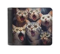 sinyumoney Surprised Cats Compilation-10 3D Print Wallet Credit Card Holder Banknote Compartments Stylish Durable Leather Wallet Gifts 11.7cm*9.5cm