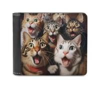sinyumoney Surprised Cats Compilation-11 3D Print PU Leather Wallet Use Holds Bills RFID Blocking Stylish Durable Purse Craftsmanship Gifts 11.7cm*9.5cm