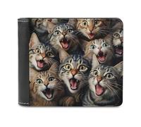 sinyumoney Surprised Cats Compilation-13 3D Print PU Leather Men's Wallet Multiple Slots Leather RFID Stylish Durable Wallets Craftsmanship Gifts 11.7cm*9.5cm