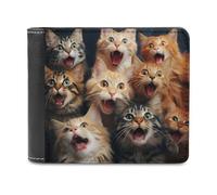 sinyumoney Surprised Cats Compilation-14 3D Print Men's Wallet Card Slots Coin Leather RFID Banknote Compartments Minimalist Style Purse Gifts 11.7cm*9.5cm