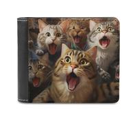 sinyumoney Surprised Cats Compilation-18 3D Print Wallet Safe Protection Card RFID Blocking Banknote Compartments Fashion Slim Leather Wallet 11.7cm*9.5cm