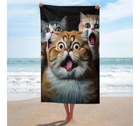 sinyumoney Surprised Cats Compilation-2 Bathroom Towels Lightweight Soft Absorbent Beach Towel for Spa Gym Hotel & Everyday Bathroom 130cm*80cm