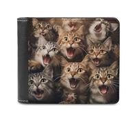 sinyumoney Surprised Cats Compilation-22 3D Print Men's Wallet Multiple Slots Banknote Compartments Soft Convenient Purse Youth Guys 11.7cm*9.5cm