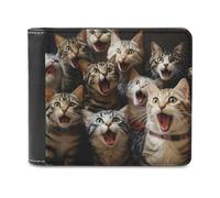sinyumoney Surprised Cats Compilation-28 3D Print Wallet Credit Card Holder Banknote Compartments Stylish Durable Leather Wallet Gifts 11.7cm*9.5cm